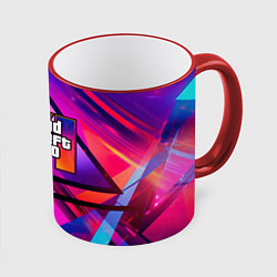 Кружка 3D GTA 6 logo абстракция, цвет: 3D-красный кант