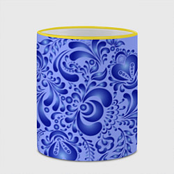Кружка 3D Узоры гжель на сиреневом фоне, цвет: 3D-желтый кант — фото 2