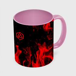 Кружка 3D Linkin Park красный огонь лого, цвет: 3D-белый + розовый