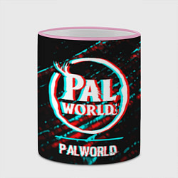 Кружка 3D Palworld в стиле glitch и баги графики на темном ф, цвет: 3D-розовый кант — фото 2