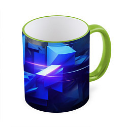 Кружка 3D Black blue background abstract, цвет: 3D-светло-зеленый кант