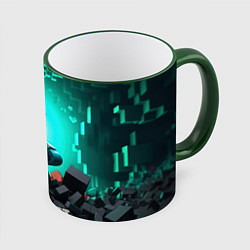 Кружка 3D Minecraft квадратный персонаж, цвет: 3D-зеленый кант