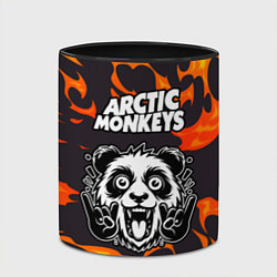 Кружка 3D Arctic Monkeys рок панда и огонь, цвет: 3D-белый + черный — фото 2