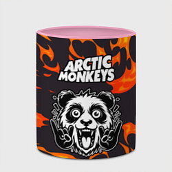 Кружка 3D Arctic Monkeys рок панда и огонь, цвет: 3D-белый + розовый — фото 2