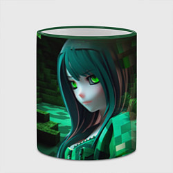 Кружка 3D Minecraft девушка зеленые кубики, цвет: 3D-зеленый кант — фото 2