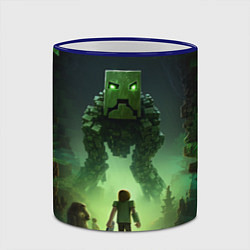 Кружка 3D Minecraft зеленый монстр с яркими глазами, цвет: 3D-синий кант — фото 2