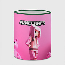Кружка 3D Minecraft персонаж розовый фон, цвет: 3D-зеленый кант — фото 2