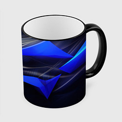 Кружка 3D Black and blue abstract background sport style, цвет: 3D-черный кант