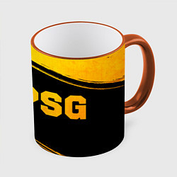 Кружка 3D PSG - gold gradient по-горизонтали, цвет: 3D-оранжевый кант