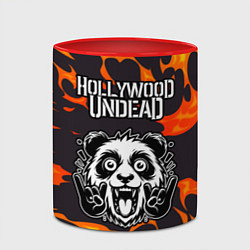 Кружка 3D Hollywood Undead рок панда и огонь, цвет: 3D-белый + красный — фото 2