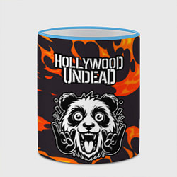 Кружка 3D Hollywood Undead рок панда и огонь, цвет: 3D-небесно-голубой кант — фото 2