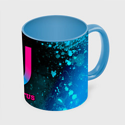 Кружка 3D Juventus - neon gradient, цвет: 3D-белый + небесно-голубой