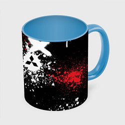Кружка 3D Митсубиси на фоне граффити и брызг красок, цвет: 3D-белый + небесно-голубой