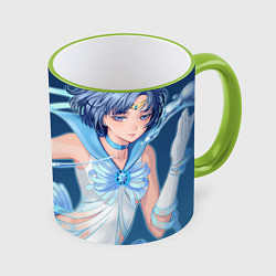 Кружка 3D Sailor Moon Ами Мизуно, цвет: 3D-светло-зеленый кант