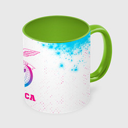 Кружка 3D Benfica neon gradient style, цвет: 3D-белый + светло-зеленый