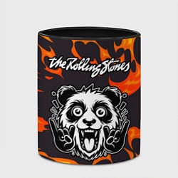 Кружка 3D Rolling Stones рок панда и огонь, цвет: 3D-белый + черный — фото 2