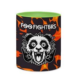 Кружка 3D Foo Fighters рок панда и огонь, цвет: 3D-белый + светло-зеленый — фото 2