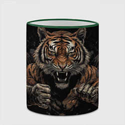 Кружка 3D Муай-Тай боевой тигр в перчатках, цвет: 3D-зеленый кант — фото 2
