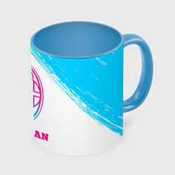 Кружка 3D AC Milan neon gradient style, цвет: 3D-белый + небесно-голубой