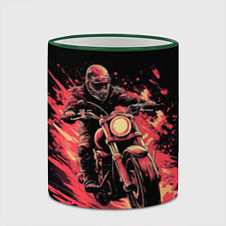 Кружка 3D Мотокросс красные брызги, цвет: 3D-зеленый кант — фото 2