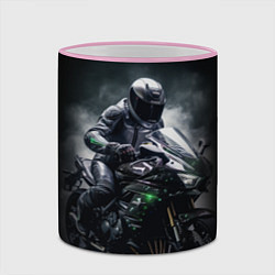 Кружка 3D Мотоциклист и дым, цвет: 3D-розовый кант — фото 2