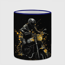 Кружка 3D Мотоциклист и желтые кляксы, цвет: 3D-синий кант — фото 2