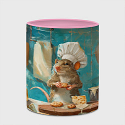 Кружка 3D Крыса шеф повар на кухне, цвет: 3D-белый + розовый — фото 2