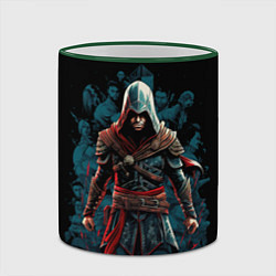 Кружка 3D Assassins creed черный фон, цвет: 3D-зеленый кант — фото 2