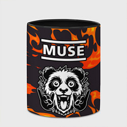 Кружка 3D Muse рок панда и огонь, цвет: 3D-белый + черный — фото 2