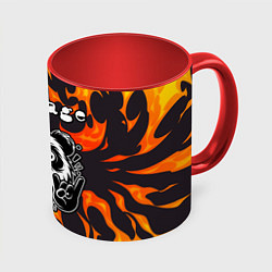 Кружка 3D Garbage рок панда и огонь, цвет: 3D-белый + красный