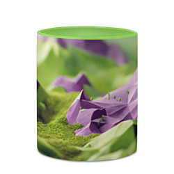 Кружка 3D Геометрический пейзаж фиолетовый и зеленый, цвет: 3D-белый + светло-зеленый — фото 2