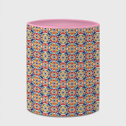 Кружка 3D Марокканская мозаика цветочный узор, цвет: 3D-белый + розовый — фото 2