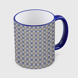 Кружка 3D Сине-белая марокканская мозаика, цвет: 3D-синий кант