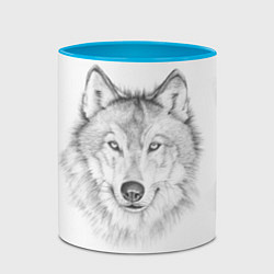 Кружка 3D Нарисованный волк зубами щёлк, цвет: 3D-белый + небесно-голубой — фото 2