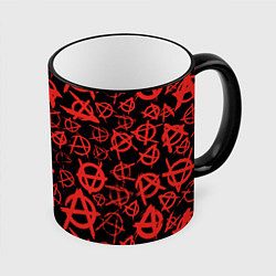 Кружка 3D Узор анархия красный, цвет: 3D-черный кант
