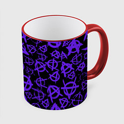 Кружка 3D Узор анархия фиолетовый, цвет: 3D-красный кант