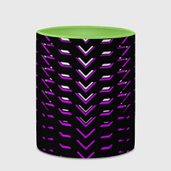 Кружка 3D Розово-белые полосы на чёрном фоне, цвет: 3D-белый + светло-зеленый — фото 2