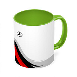 Кружка 3D Mercedes benz AMG - белый с красным, цвет: 3D-белый + светло-зеленый