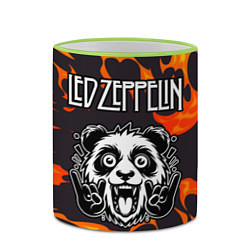 Кружка 3D Led Zeppelin рок панда и огонь, цвет: 3D-светло-зеленый кант — фото 2