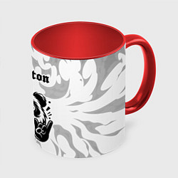 Кружка 3D Sabaton рок панда на светлом фоне, цвет: 3D-белый + красный