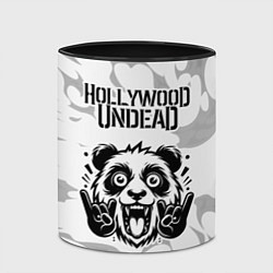 Кружка 3D Hollywood Undead рок панда на светлом фоне, цвет: 3D-белый + черный — фото 2