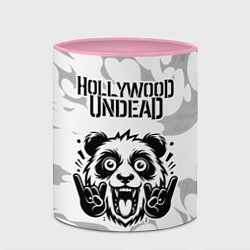 Кружка 3D Hollywood Undead рок панда на светлом фоне, цвет: 3D-белый + розовый — фото 2