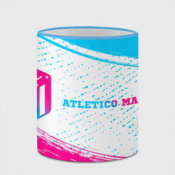 Кружка 3D Atletico Madrid neon gradient style по-горизонтали, цвет: 3D-небесно-голубой кант — фото 2