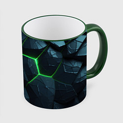 Кружка 3D Abstract dark green geometry style, цвет: 3D-зеленый кант