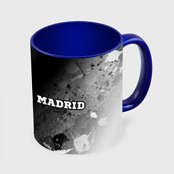Кружка 3D Real Madrid sport на темном фоне по-горизонтали, цвет: 3D-белый + синий