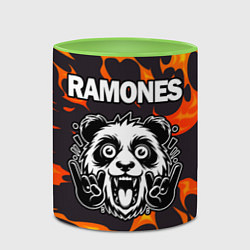 Кружка 3D Ramones рок панда и огонь, цвет: 3D-белый + светло-зеленый — фото 2