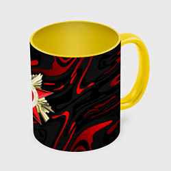 Кружка 3D Великая отечественная - красные разводы, цвет: 3D-белый + желтый
