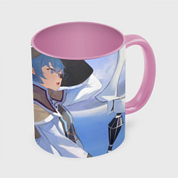 Кружка 3D Реинкарнация Безработного Roxy Megurdia smile, цвет: 3D-белый + розовый