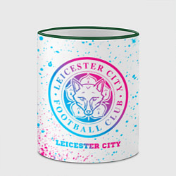 Кружка 3D Leicester City neon gradient style, цвет: 3D-зеленый кант — фото 2