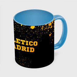 Кружка 3D Atletico Madrid - gold gradient по-горизонтали, цвет: 3D-белый + небесно-голубой